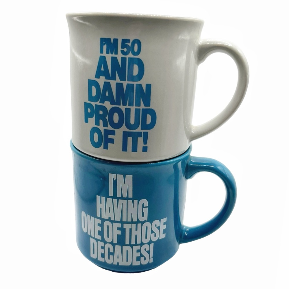 Set of 2 Recycled Paper Products Aging Themed Mugs